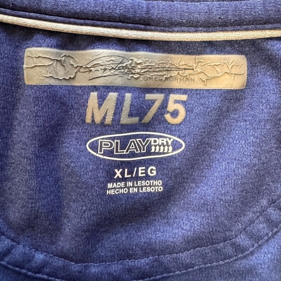 GREG NORMAN ML75 Play Dry Men’s Blue Button Down Polo shirt. Size XL - Picture 3 of 8